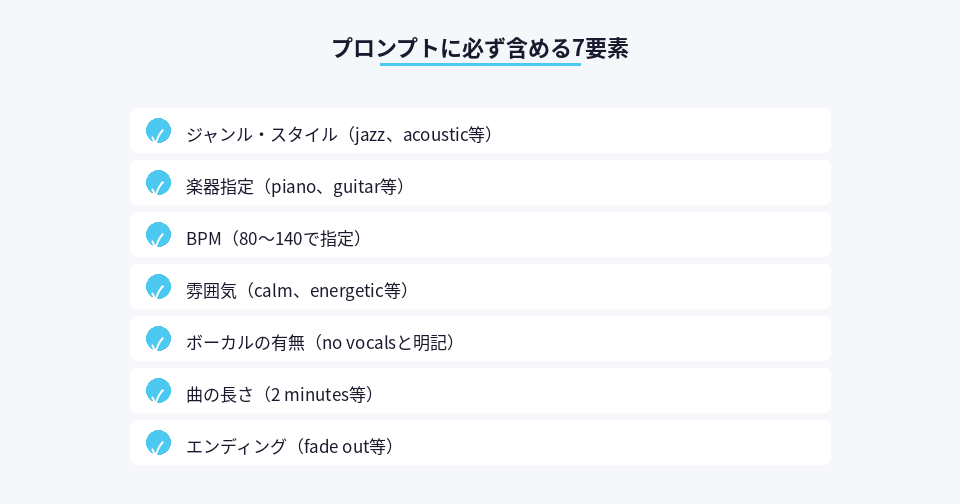 Sunoで高品質なBGMを生成するプロンプトの必須要素