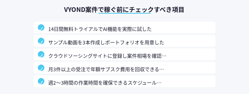 VYOND案件で収益化する前に確認すべき5つのチェック項目