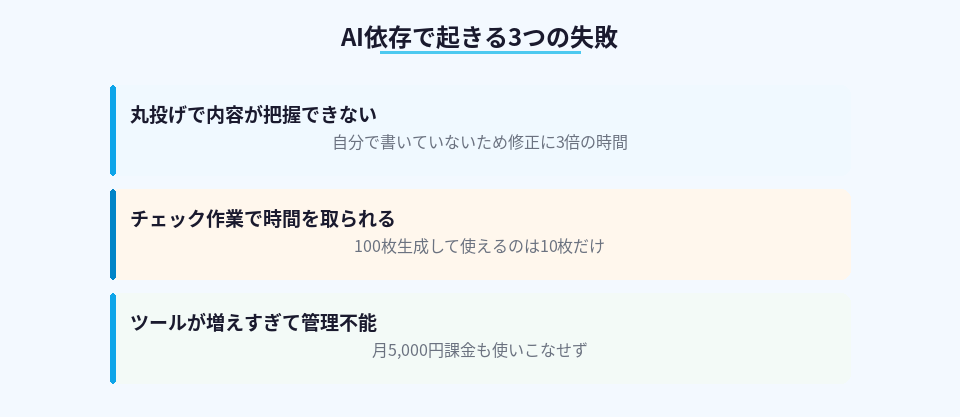 AI依存で副業が失敗する3つの典型的なパターン