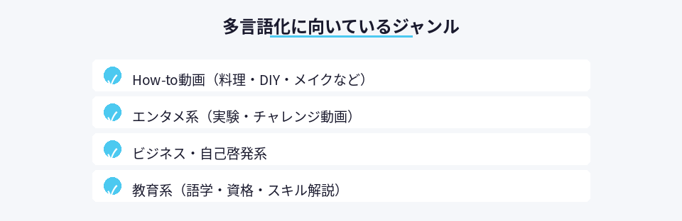 多言語化で収益が伸びやすい動画ジャンル